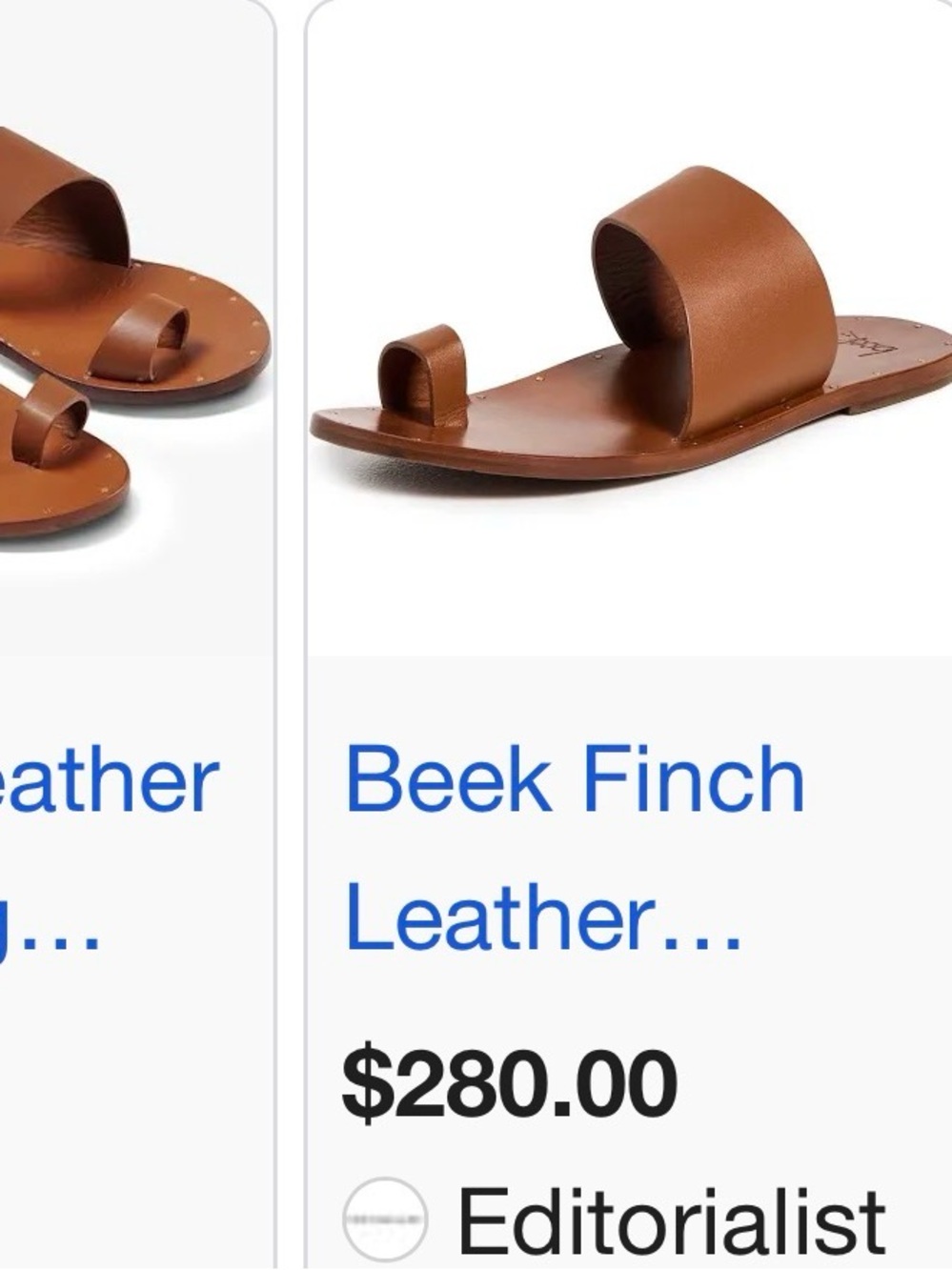 beek Brown Leather Toe-Loop Slide Sandals